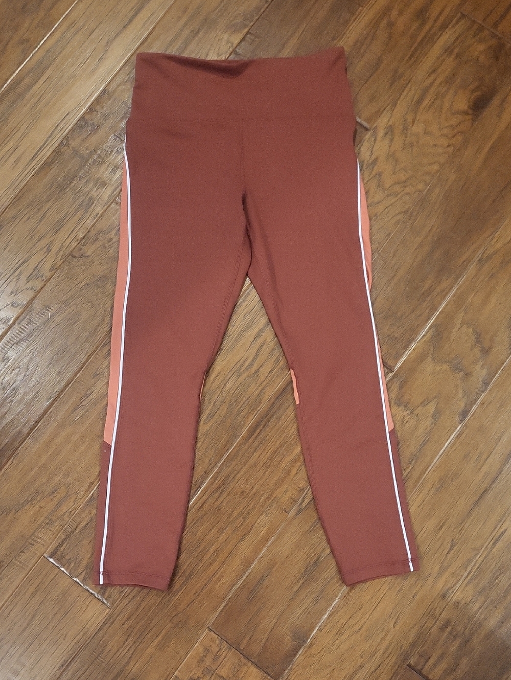 Zyia Rust Active Leggings with Side Stripe